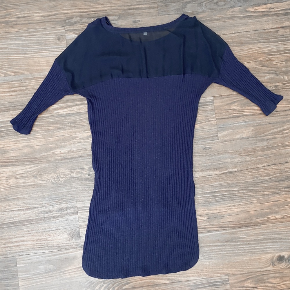 Anthropologie Pure + Good Navy Knit Tunic Top